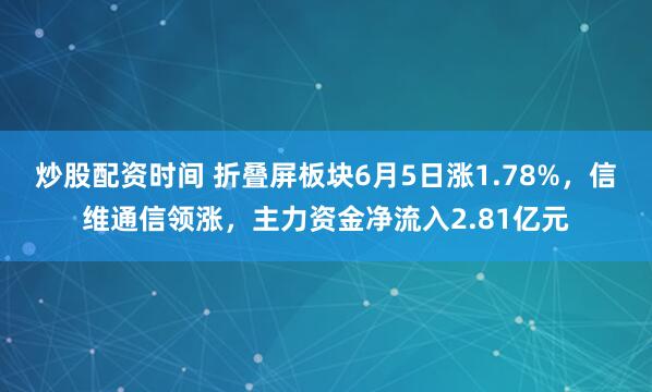 炒股配资时间 折叠屏板块6月5日涨1.78%,信维通信领涨,主力资金净流入2.81亿元